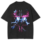 T-shirt unisexe Black Clover Anime double imprimé délavé style vintage