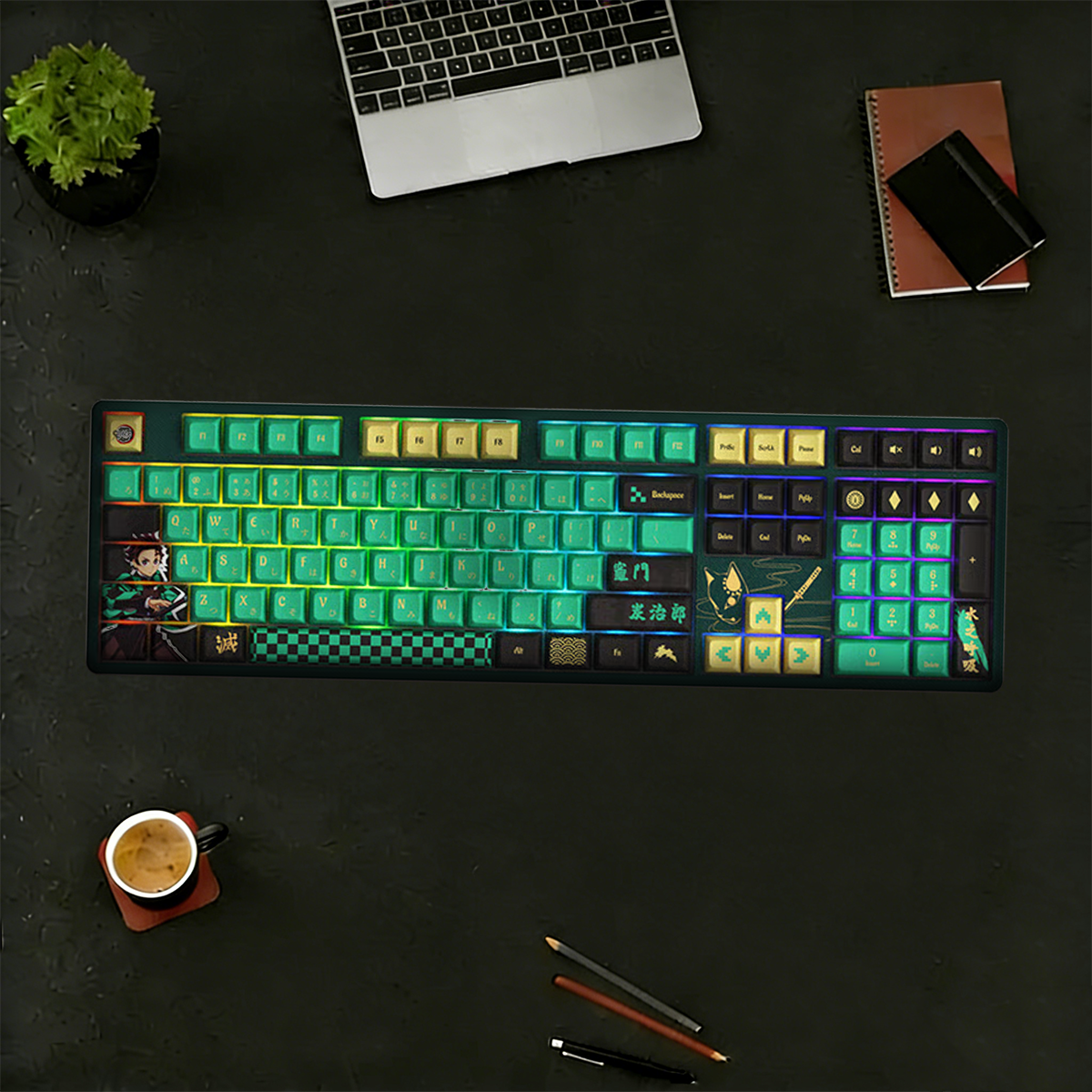 Clavier mécanique RVB remplaçable à chaud multi-modes Demon Slayer Tanjirou 5108B Plus (Akko V3 Cream Yellow Pro)
