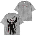 T-shirt Unisexe Imprimé Double Style Vintage Délavé Anime Black Clover ASTA