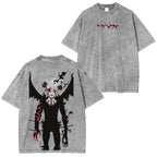 T-shirt Unisexe Imprimé Double Style Vintage Délavé Anime Black Clover ASTA