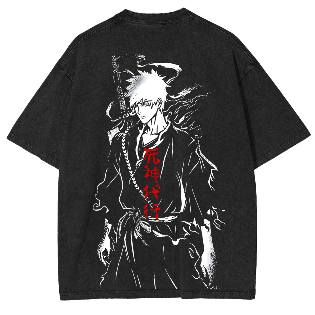 T-shirt délavé unisexe Ichigo Kurosaki Bleach Anime
