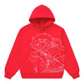 SUDADERA CON CAPUCHA DE UNA SOLA LÍNEA DE ONE PIECE LUFFY (ROJO)