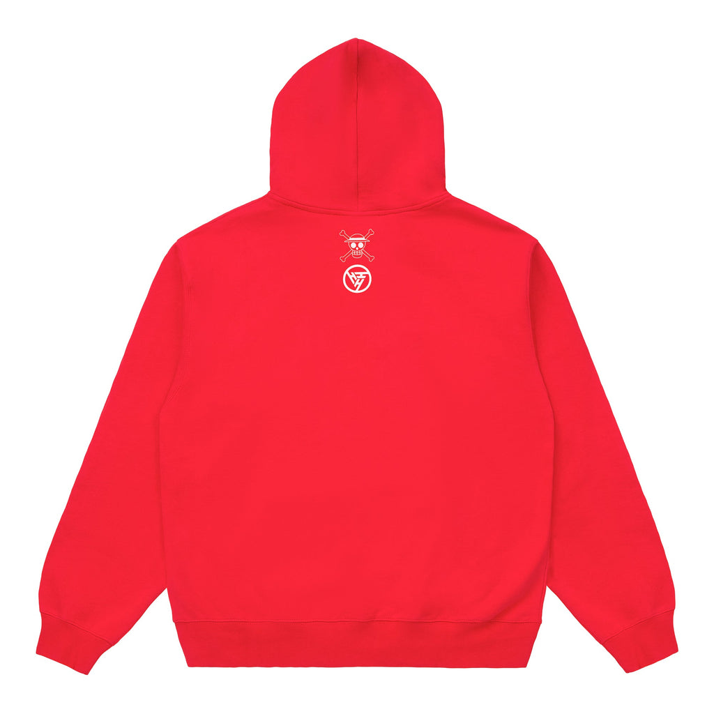 SUDADERA CON CAPUCHA DE UNA SOLA LÍNEA DE ONE PIECE LUFFY (ROJO)