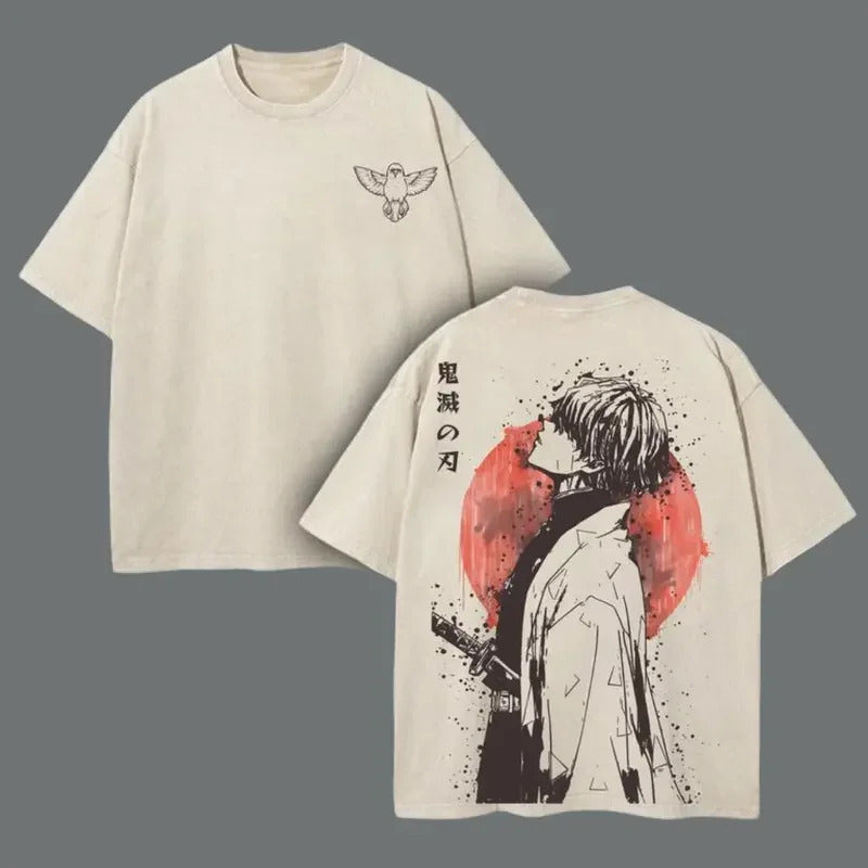 European Size Cotton A-Zenitsu Graphic Tshirt Anime Demon Slayer