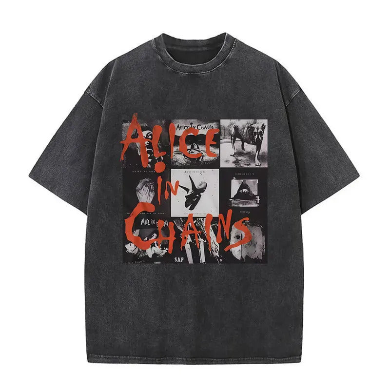 Ouma Pure Cotton Washed Vintage Rock Band Alice In Chains Fac