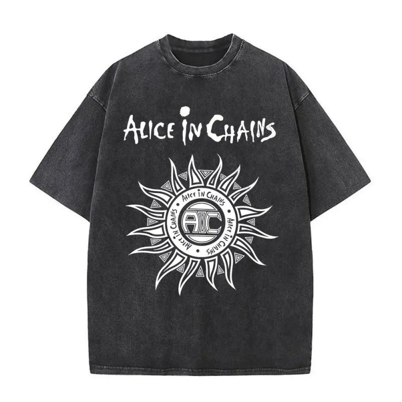 Ouma Pure Cotton Washed Vintage Rock Band Alice In Chains Fac