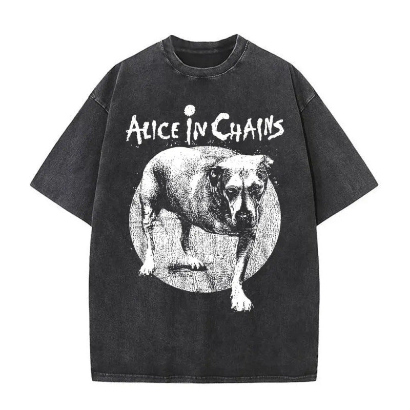 Ouma Pure Cotton Washed Vintage Rock Band Alice In Chains Fac