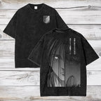 Euromax Cotton Attack On Titan Anime Acid Washed Oversize T