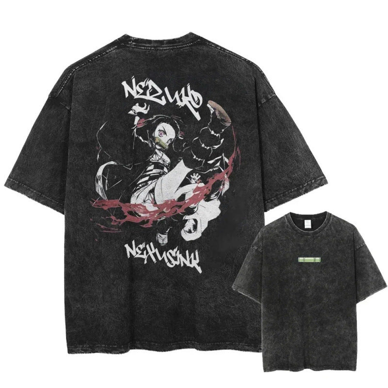 Vintage Men'S Washed T-Shirt Demon Slayer An