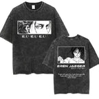 European Size Cotton Attack On Titan Retro Washed Oversized Y2K T