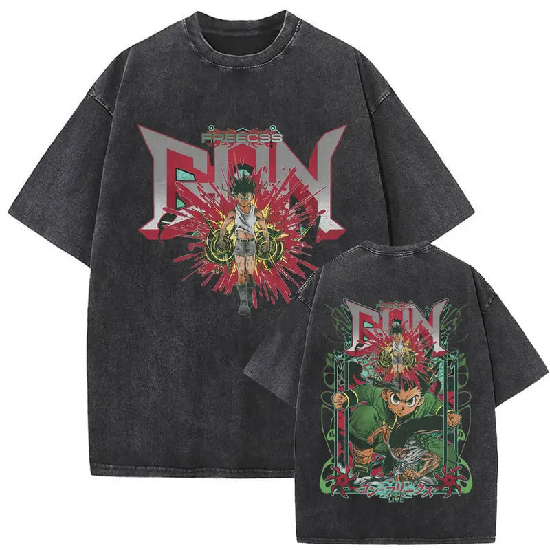 European Size Cotton Washed Vintage Anime Hunter X Hunter T Shirt