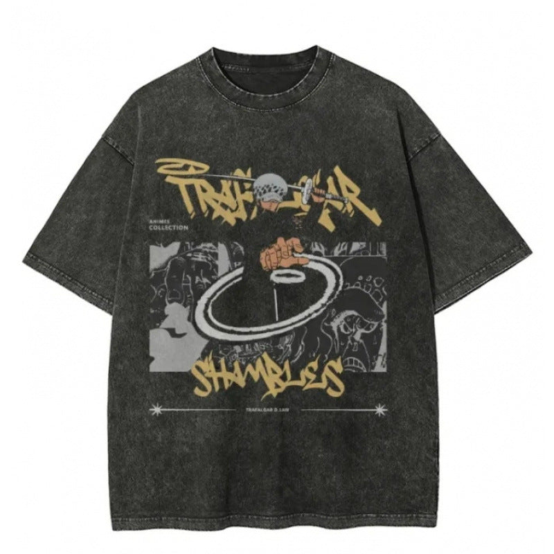 One Piece Vintage Black T-Shirt Men'S One-Pi