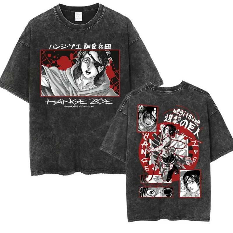 European Size Cotton Attack On Titan Retro Washed Oversized Y2K T