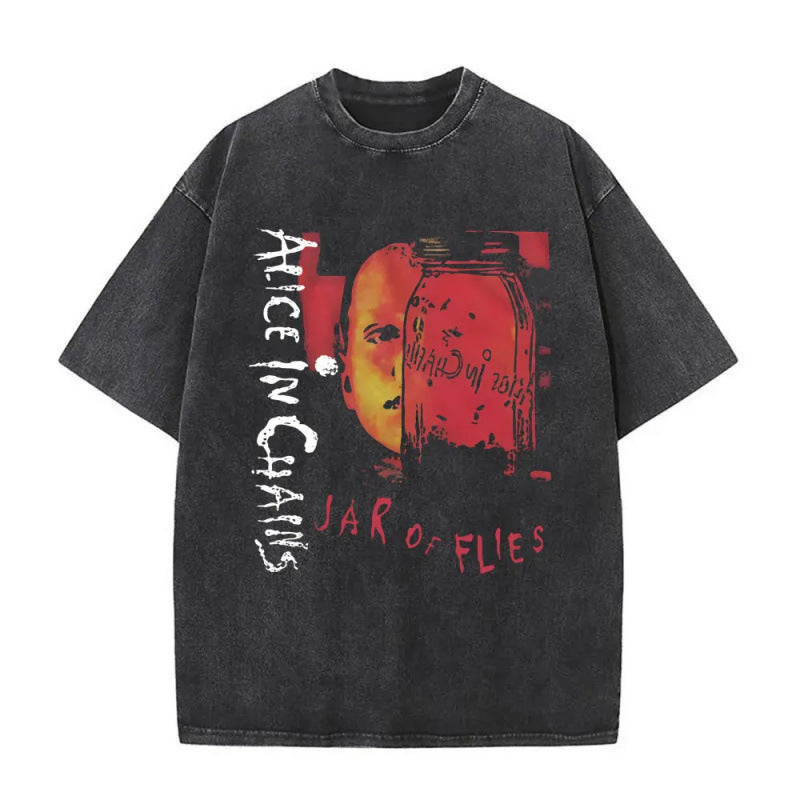 Ouma Pure Cotton Washed Vintage Rock Band Alice In Chains Fac