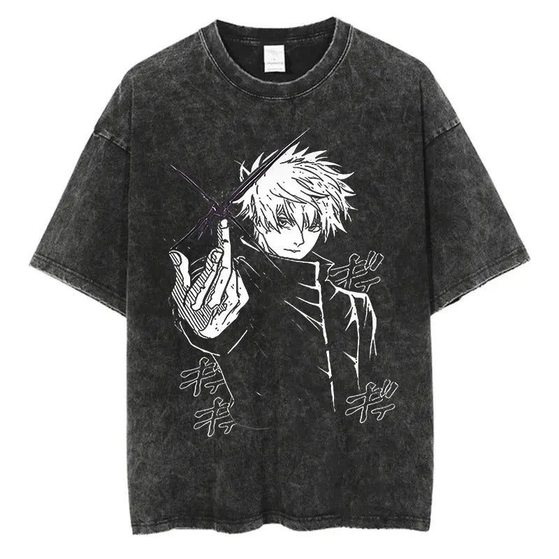 European Size Cotton Anime Jujutsu Kaisen Gojo Satoru T Shirts Wa