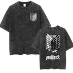 European Size Cotton Attack On Titan Retro Washed Oversized Y2K T