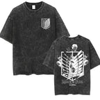 European Size Cotton Attack On Titan Retro Washed Oversized Y2K T