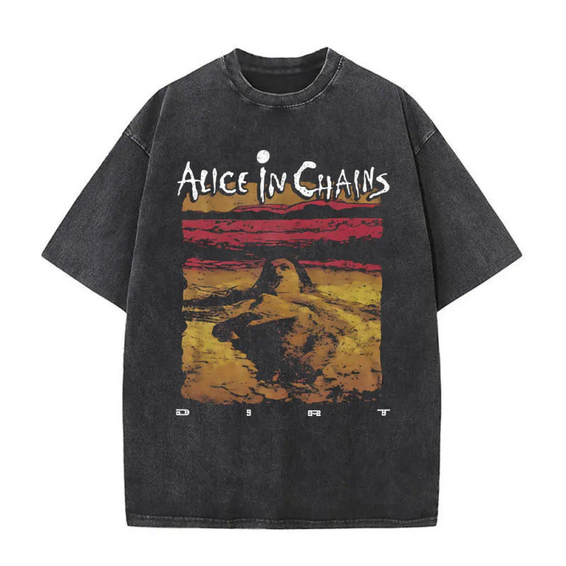 Ouma Pure Cotton Washed Vintage Rock Band Alice In Chains Fac