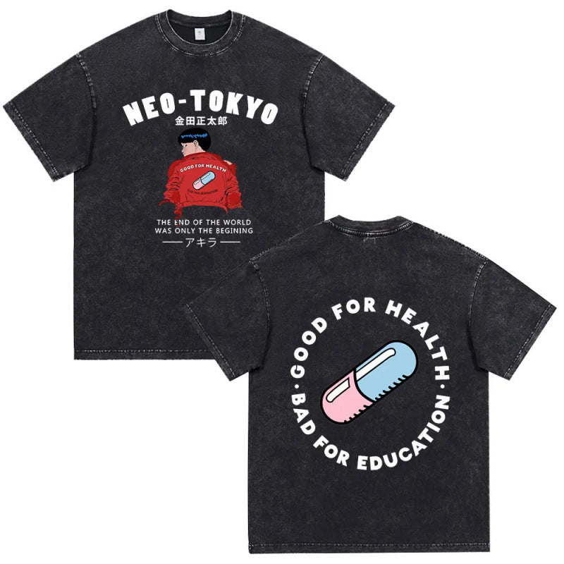 Anime Akira Vintage Washed T Shirt Movie Sci