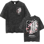 European Size Cotton Attack On Titan Retro Washed Oversized Y2K T