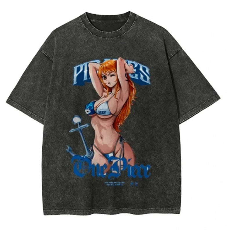 One Piece Vintage Black T-Shirt Men'S One-Pi