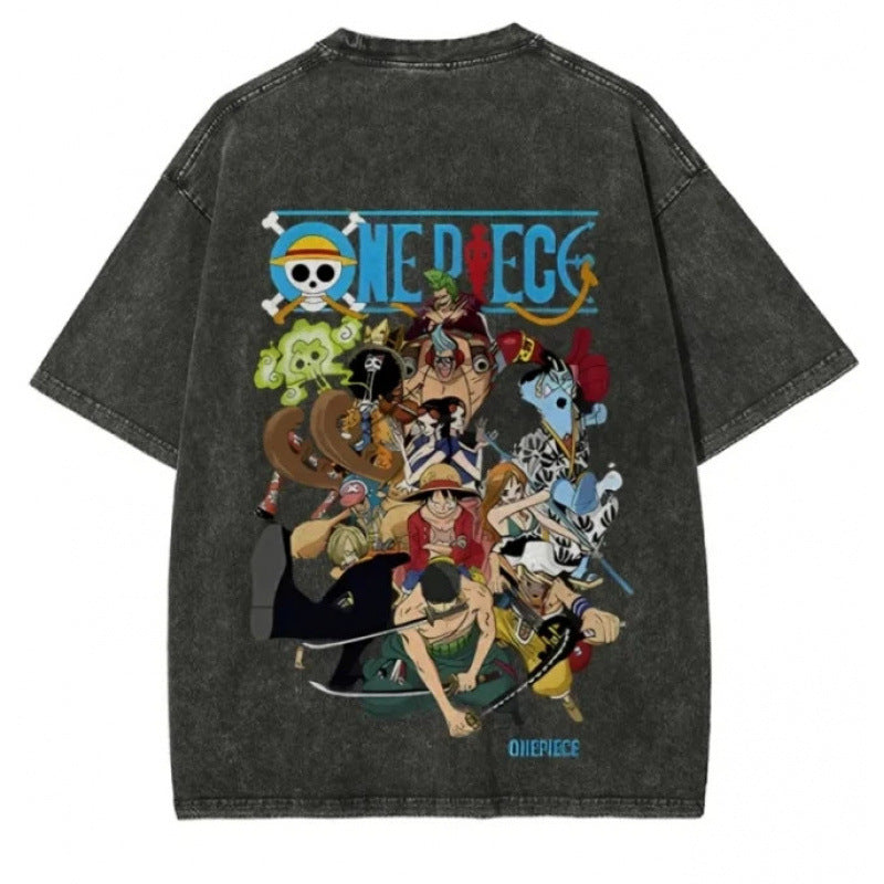 One Piece Vintage Black T-Shirt Men'S One-Pi