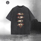230G Couple Vintage Washed Printed T Shirt Eye Patte