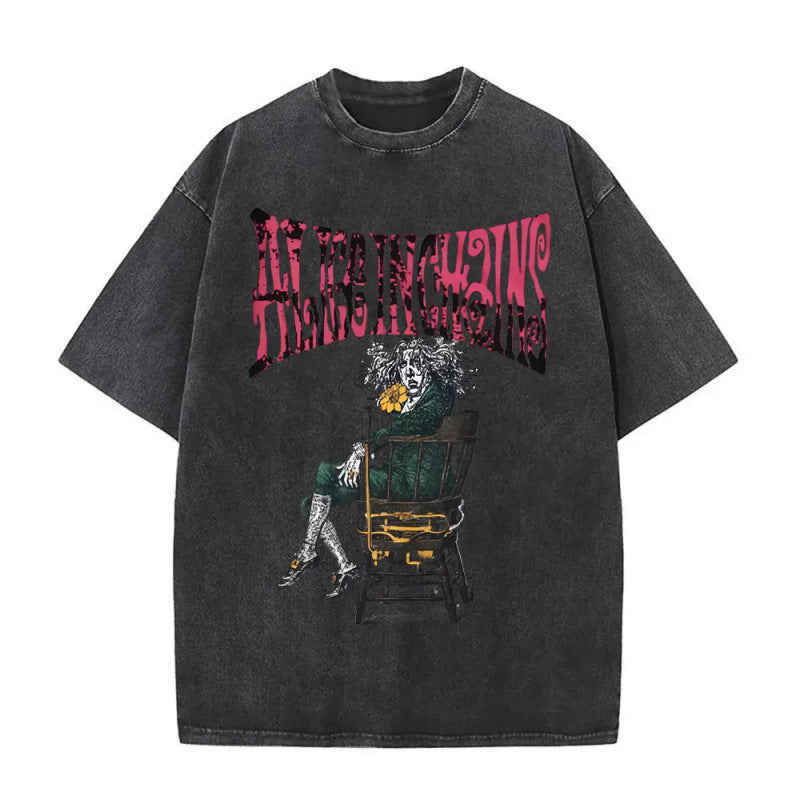 Ouma Pure Cotton Washed Vintage Rock Band Alice In Chains Fac