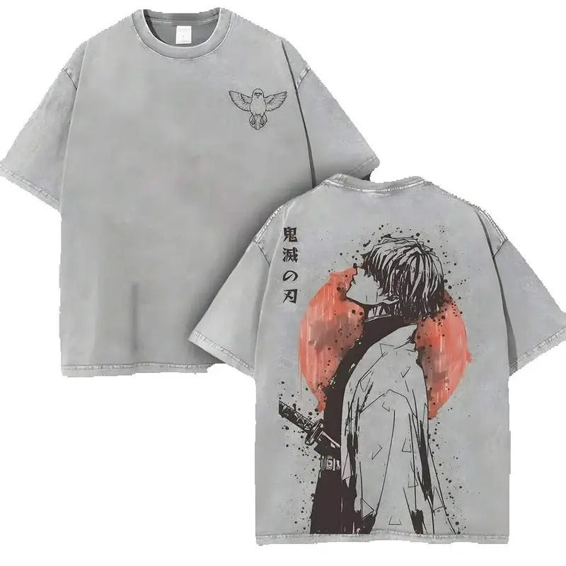 European Size Cotton A-Zenitsu Graphic Tshirt Anime Demon Slayer