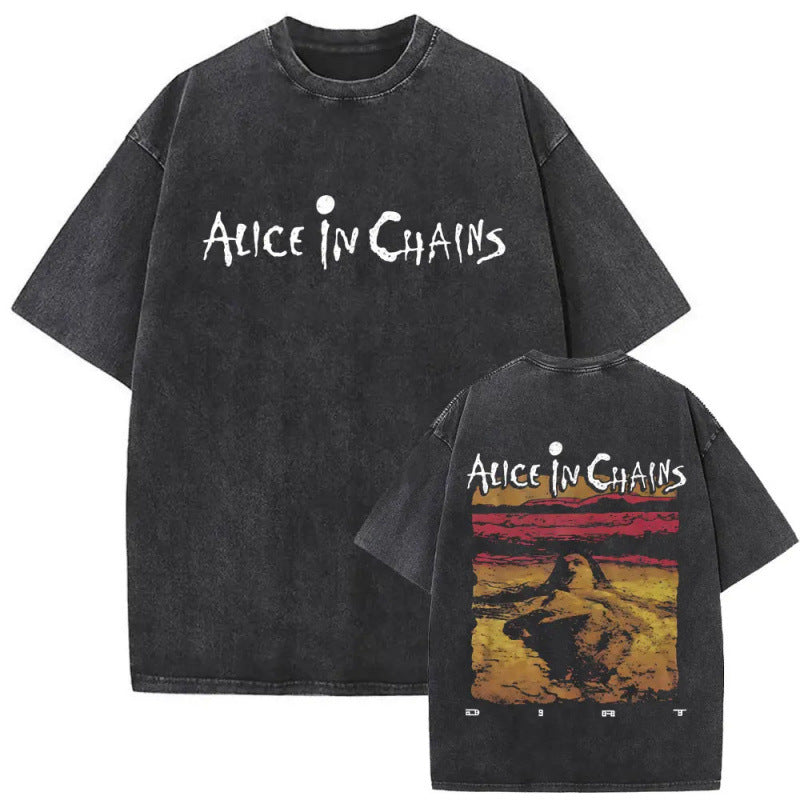 Ouma Pure Cotton Washed Vintage Rock Band Alice In Chains Fac