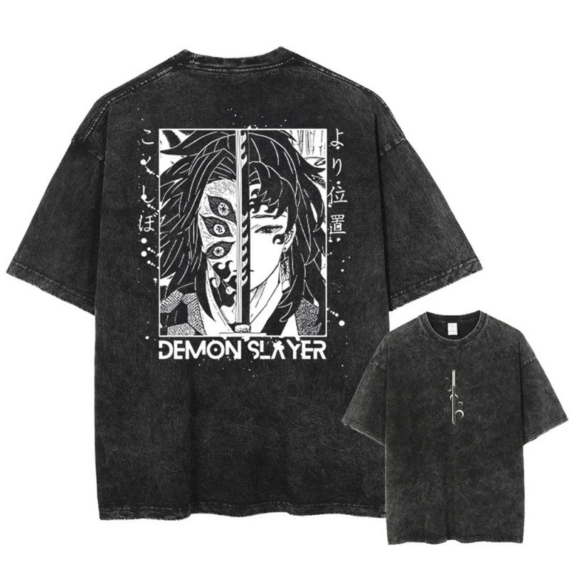 Vintage Men'S Washed T-Shirt Demon Slayer An