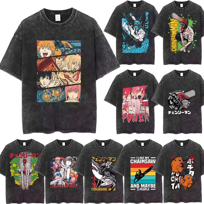 Anime Chainsaw Man T-Shirt Denji Power Makim