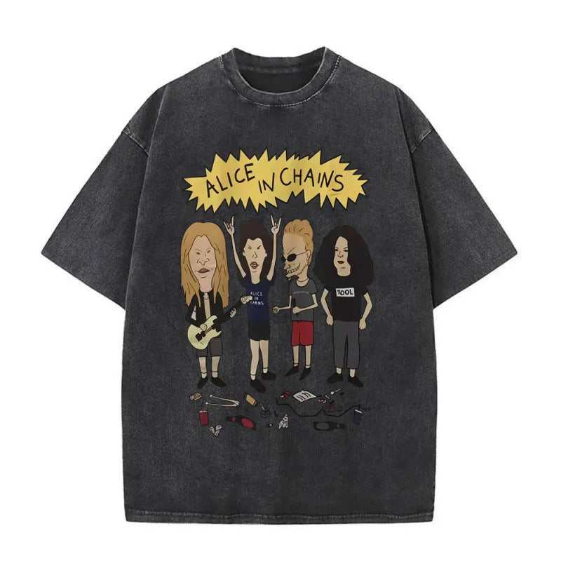 Ouma Pure Cotton Washed Vintage Rock Band Alice In Chains Fac
