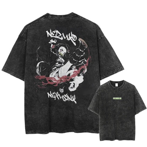 Vintage Men'S Washed T-Shirt Demon Slayer An