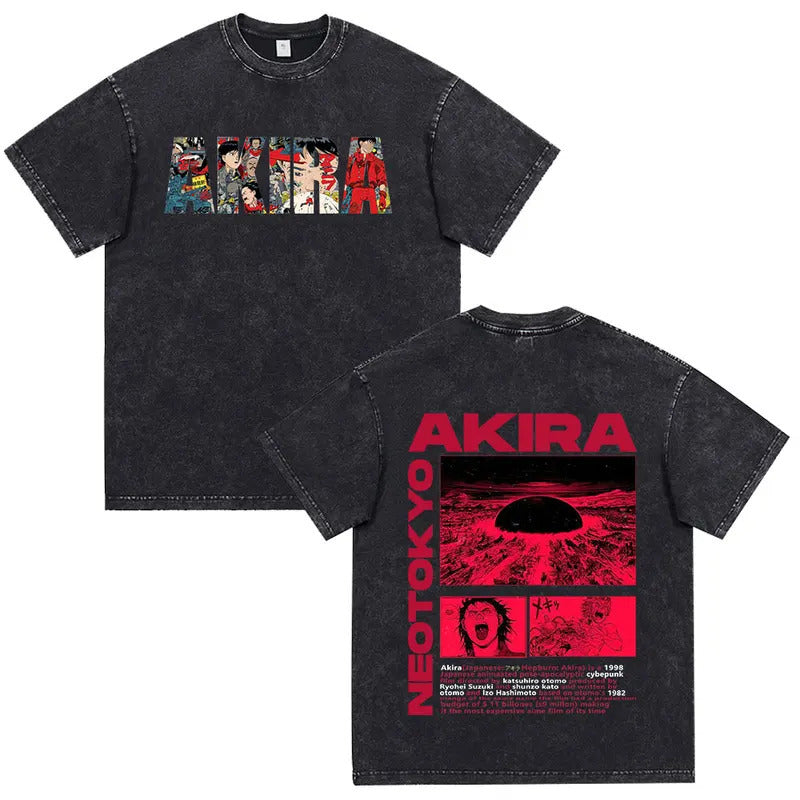 Anime Akira Vintage Washed T Shirt Movie Sci