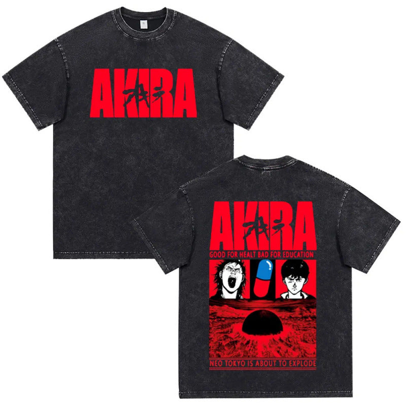Anime Akira Vintage Washed T Shirt Movie Sci