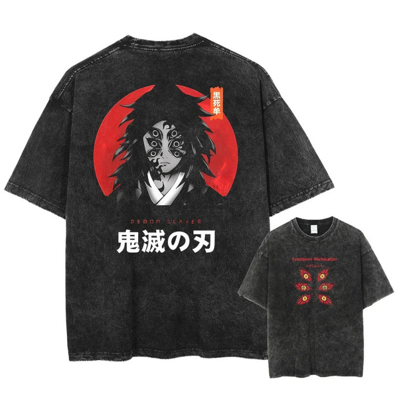 Vintage Men'S Washed T-Shirt Demon Slayer An