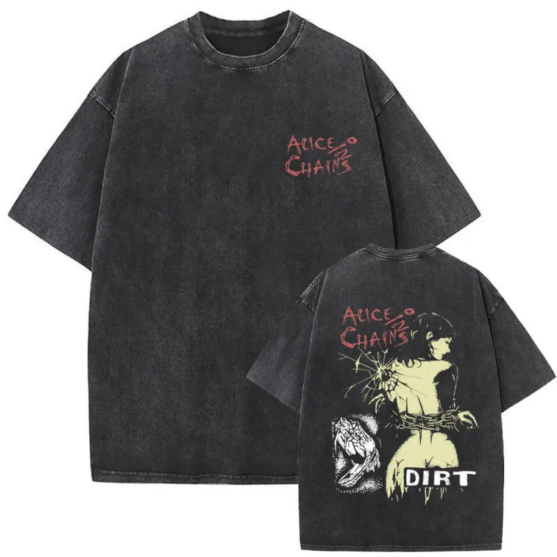 Ouma Pure Cotton Washed Vintage Rock Band Alice In Chains Fac