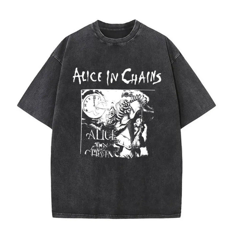 Ouma Pure Cotton Washed Vintage Rock Band Alice In Chains Fac