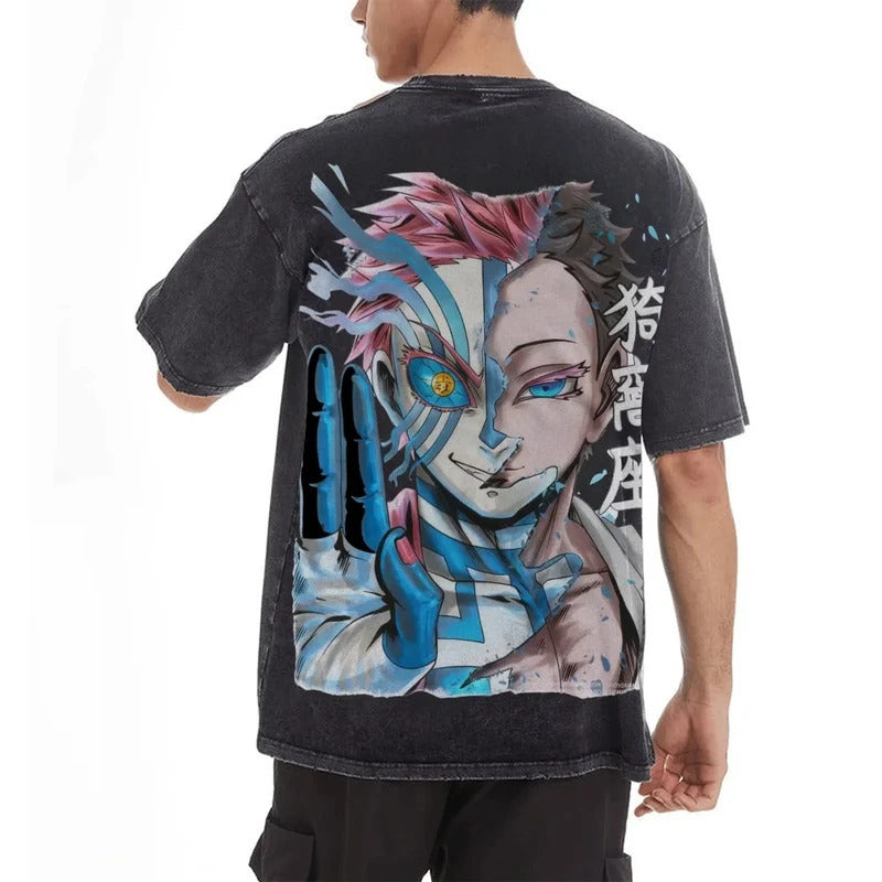 Demon Slayer Washed Retro Short Sleeve T-Shi