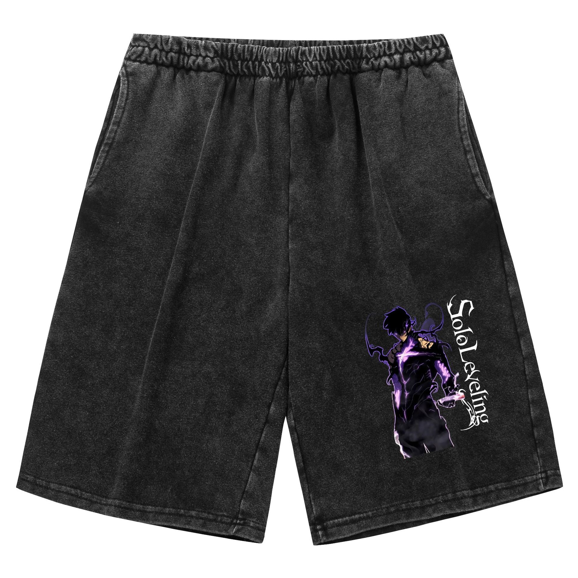 Pantalones cortos Solo Leveling con efecto desgastado