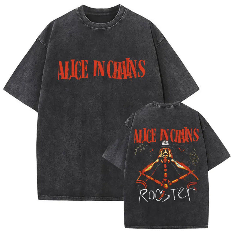 Ouma Pure Cotton Washed Vintage Rock Band Alice In Chains Fac