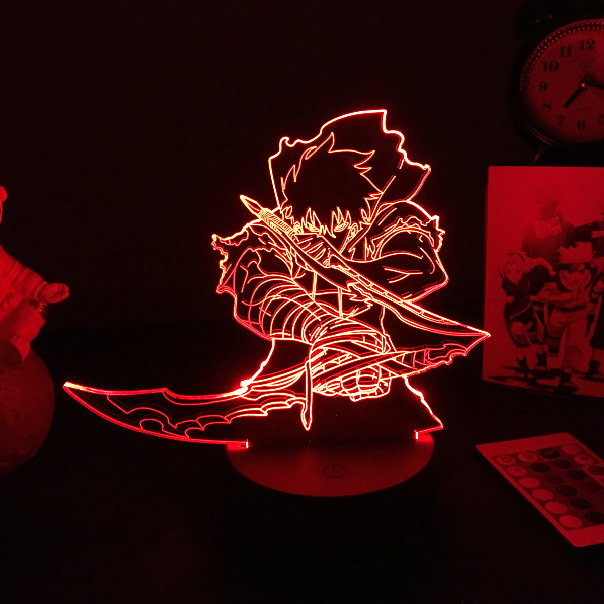 Solo Leveling-Sung Jin-Woo Lámpara Nocturna 3D 7 colores ajustables
