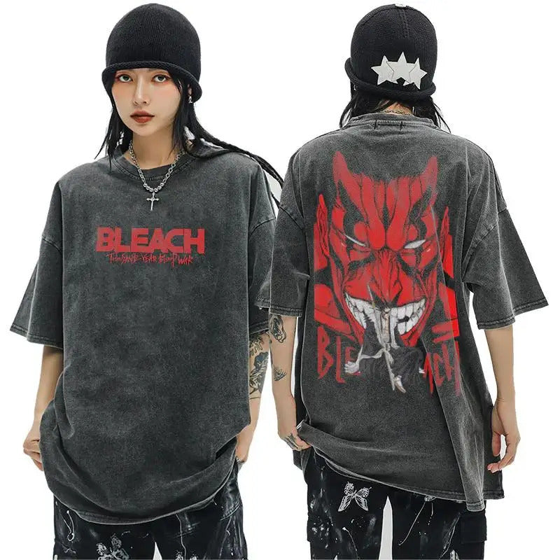 European Size Cotton Anime Tshirts Men Women Bleach Zaraki Kenpac