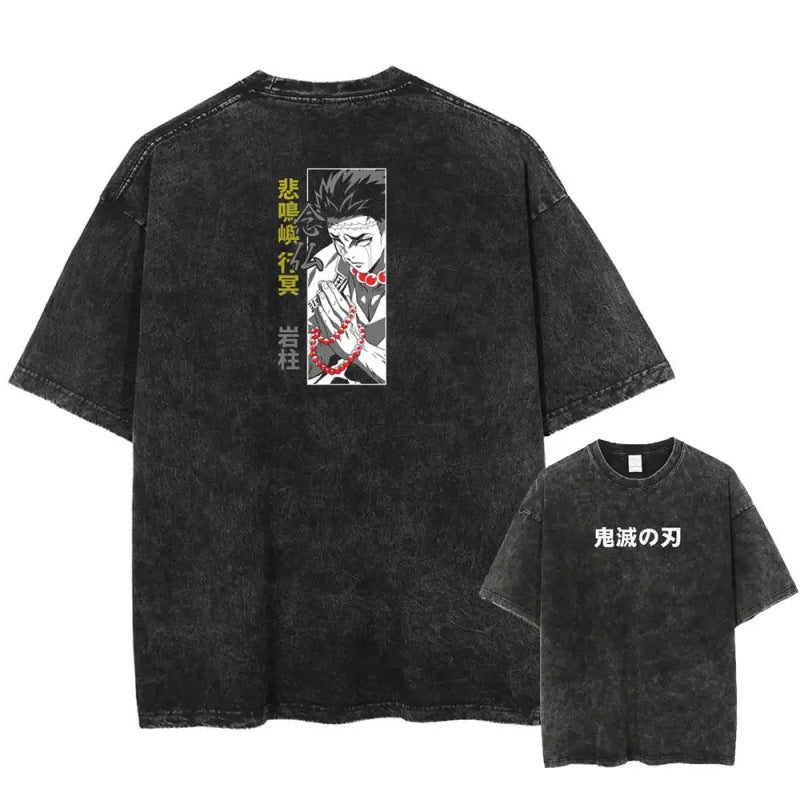 Vintage Men'S Washed T-Shirt Demon Slayer An