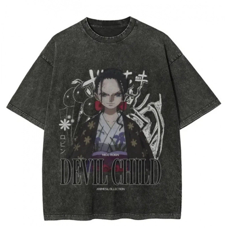 One Piece Vintage Black T-Shirt Men'S One-Pi