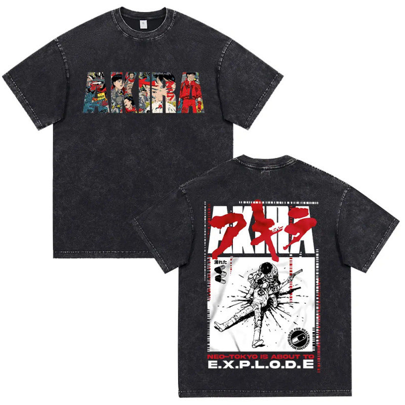 Anime Akira Vintage Washed T Shirt Movie Sci