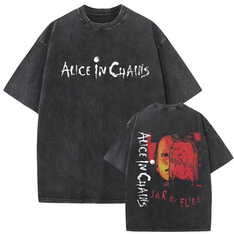 Ouma Pure Cotton Washed Vintage Rock Band Alice In Chains Fac