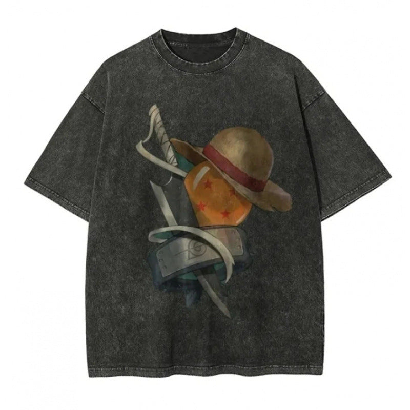 One Piece Vintage Black T-Shirt Men'S One-Pi