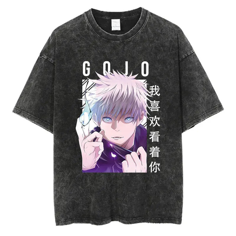 European Size Cotton Anime Jujutsu Kaisen Gojo Satoru T Shirts Wa